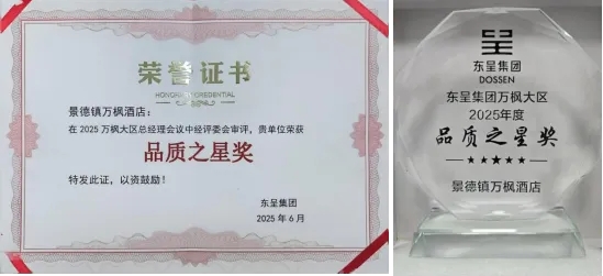 景德鎮(zhèn)萬(wàn)楓酒店榮獲東呈集團(tuán)萬(wàn)楓大區(qū)2025年